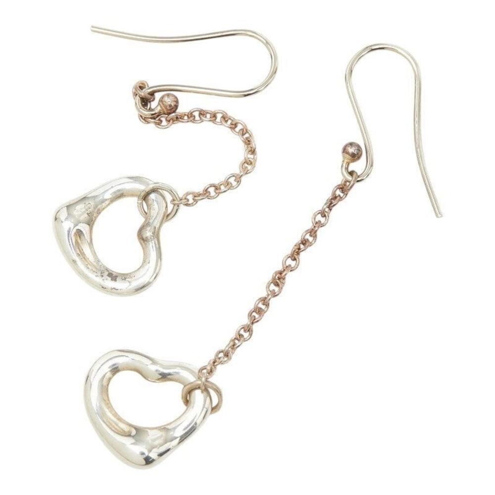 Tiffany & Co. Elsa Peretti Open Heart Drop Earrings Sterling Silver 925